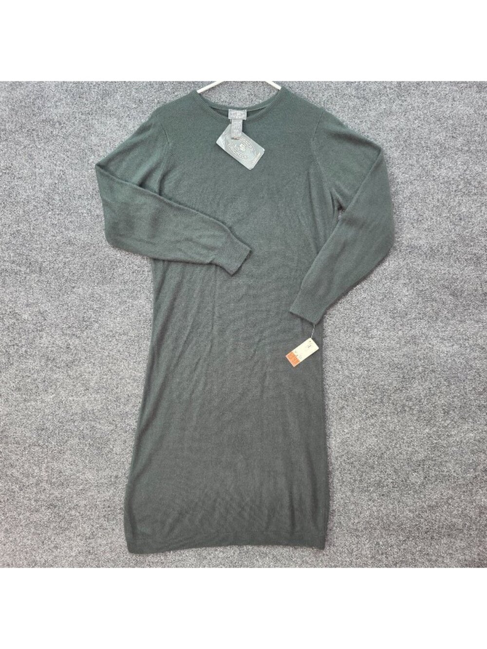 Vintage Designers Originals Luxelon Knit Sweater Dress Sz S Green USA Goblincore